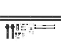 HOMCOM 244 CM quincaillerie de porte coulissante sans perçage kit de rail pour porte de grange simple en acier avec cintre en forme de J - noir