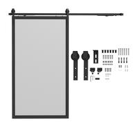 HOMCOM 244 CM quincaillerie de porte coulissante sans perçage kit de rail pour porte de grange simple en acier noir