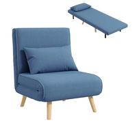 Fauteuil convertible 3 en 1 - HOMCOM - fauteuil lit et chauffeuse 1 place - dossier inclinable 5 positions - coussin - bleu
