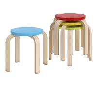 HOMCOM 4 Tabourets Empilables avec Patins de Feutre, Contreplaqué de Bouleau, laqué, Multicolore