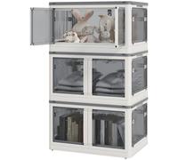 HOMCOM 69L Boîtes de rangement pliables et empilables en plastique avec couvercle et 4 roulettes, accès à 5 côtés, blanc