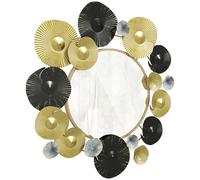 HOMCOM Adorno de Pared Metálico con Espejo Decorativo para Salon Dormitorio Pasillo 84x84 cm Dorado et Noir