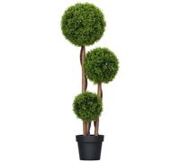 HOMCOM Arbre Artificiel Buis avec 3 Boules 110 cm Vert | Plante Artificielle, Pot Inclus, Intérieur et Extérieur, Aucun Assemblage Nécessaire