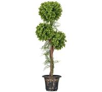 HOMCOM Arbre Artificiel Buis avec 3 Boules 115 cm Vert | Plante Artificielle, Pot Inclus, Intérieur et Extérieur, Aucun Assemblage Nécessaire