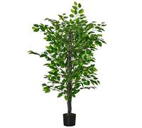 HOMCOM Arbre Artificiel Plante Artificielle ficus H.1,35 m Tronc Branches Liane Lichen Feuilles Grand réalisme Pot Inclus