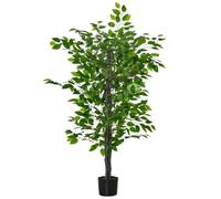 HOMCOM Arbre Artificiel Plante Artificielle ficus H.1,35 m Tronc Branches Liane Lichen Feuilles Grand réalisme Pot Inclus