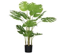 Plante artificielle - HOMCOM - monstera deliciosa avec pot inclus - intérieure - plastique - hauteur 120 cm - vert
