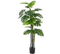 HOMCOM Arbre Artificiel Plante Artificielle Monstera H.1,5 m Tronc Branches Lichen Feuilles de Tortue Grand réalisme Pot Inclus