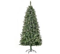 HOMCOM Sapin de Noël artificiel Ø86×180 cm – enneigé, 718 branches, 50 pommes de pin – vert