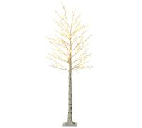 HOMCOM Arbre LED 180 cm avec 180 LEDs Blanc Chaud, 3 Niveaux de Luminosité, IP44, Décoratif de Noël, 21,5x21,5x180cm, Blanc