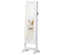 HOMCOM Armoire à Bijoux Armoire de Rangement sur Pied avec Miroir et Serrure Éclarage LED MDF 40 x 37 x 146 cm Blanc