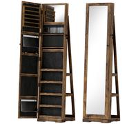 HOMCOM Armoire à Bijoux pivotante verrouillable boîte à bijoux avec Miroir - Armoire Bijoux Multi-Rangement - Brun Rustique