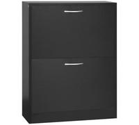 HOMCOM Armoire à Chaussures 2 Portes Abattantes 60L x 24l x 80H cm Noir | Meuble à Chaussures