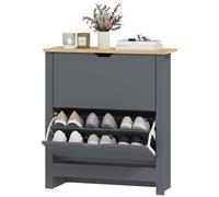 HOMCOM Armoire à chaussures à 2 compartiments rabattables, cloison réglable pour 8-12 paires, 72 x 26 x 80 cm, Gris foncé