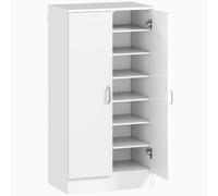 HOMCOM Armoire à Chaussures avec Charnières Soft-Close, Étagères Ajustables, Meuble à Chaussures à 6 Niveaux pour Entrée, Hall d'entrée, pour 14 Paires, 55 x 35 x 108 cm, Panneau de Particules, Blanc