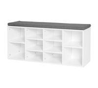 HOMCOM Armoire à Chaussures Banc 8-10 Paires de Chaussures Étagères Réglables, Bois, Blanc, 104 x 30 x 48 cm
