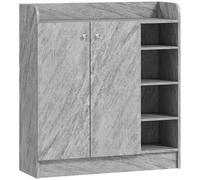HOMCOM Armoire à chaussures, capacité 12 paires, 2 portes et 4 compartiments ouverts, pour couloir ou entrée, Gris