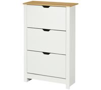 HOMCOM Armoire à chaussures étagère à chaussures, 3 compartiments, 18 paires de chaussures, 72 cm x 26 cm x 112 cm, Blanc + Marron
