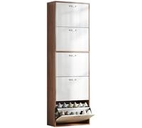 Homcom Meuble à chaussures Armoire à Chaussures design contemporain 5 portes Blanc et Marron Foncé 60 x 28 x 189 cm