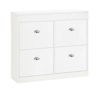 HOMCOM Armoire à Chaussures Meuble à Chaussures Rangement 4 Portes abattantes Double Niveau dim. 98L x 24l x 83H cm MDF Blanc