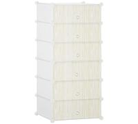 HOMCOM Armoire à chaussures modulable range chaussures meuble de rangement avec 6 cubes rectangulaires empilable en plastique capacité 12 paires 49 x 36,5 x 108 cm blanc