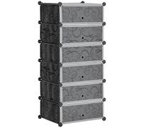 HOMCOM Armoire à Chaussures Modulable 49 x 36,5 x 108 cm Noir | Range Chaussures, Meuble de Rangement, 12 Cubes Rectangulaires, Empilable, Plastique, Capacité 24 Paires