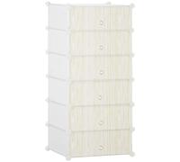HOMCOM Armoire à chaussures modulable, meuble de rangement avec 6 cubes empilable en plastique, 49 x 36,5 x 108 cm blanc