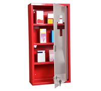 HOMCOM Armoire à Pharmacie 3 étagères 4 Niveaux verrouillable Porte Verre trempé dépoli Logo Croix 30L x 12l x 60H cm Acier Rouge