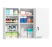 HOMCOM Armoire à Pharmacie Murale 4 Étagères 2 Clés 53 x 20 x 53 cm Blanc | Armoire à Médicaments Murale, Double Porte Verrouillable, Meuble de Salle de Bain, Couloir, Salon
