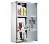 HOMCOM Armoire à pharmacie murale à 3 niveaux en acier inoxydable avec porte verrouillable en verre avec 2 clés