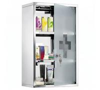 HOMCOM Armoire à Pharmacie Murale à 3 Niveaux Porte Verrouillable Argent | Acier Inoxydable, Porte en Verre, 2 Clés, Étagères de Rangement