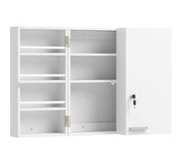 HOMCOM Armoire à pharmacie murale, armoire à médicaments à 4 étagères avec double porte verrouillable 2 clés, 53x20x53cm, blanc