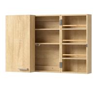 HOMCOM Armoire à pharmacie murale, armoire à médicaments avec double porte verrouillable 2 clés, 53x20x53cm, chêne