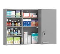 Armoire à pharmacie - HOMCOM - murale - avec double porte verrouillable 2 clés - Bois et métal - 53x20x53cm - gris