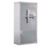 HOMCOM Armoire pharmacie murale 2 étagères 3 niveaux verrouillable Inox porte verre dépoli 25x12x48cm