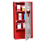 HomCom Armoire à pharmacie 3 étagères 4 niveaux verrouillable porte verre trempé dépoli acier rouge