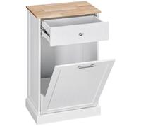 HOMCOM Armoire à Poubelle basculante 10 gallons avec tiroir Blanc | Poubelle cachée en bois pour cuisine, armoire panier à linge pour salle de bain
