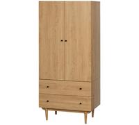 HOMCOM Armoire à vêtements armoire de rangement penderie avec 2 portes, 2 tiroirs et tringle - 80 x 52 x 180 cm - aspect bois
