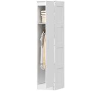 HOMCOM Armoire à vêtements Placard multifonction avec tringle à vêtements, étagère, porte à fermeture soft-close 40 x 52 x 180 cm Blanc