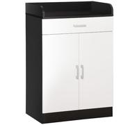 HOMCOM Armoire avec tiroir MDF bois 60x40x90cm Blanc et noir | Étagère réglable, armoire de cuisine gain de place, salon & entrée
