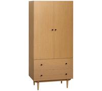 HOMCOM Armoire Chambre Adulte avec 2 Tiroirs 80 x 52 x 180 cm Aspect Bois | Penderie Vêtement Dressing, 2 Portes