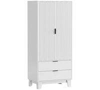HOMCOM Armoire chambre penderie avec 2 portes à fermeture douce, 2 tiroirs et barre de suspension, 80x50x180cm, blanc