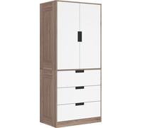 HOMCOM Armoire chambre penderie moderne dressing chambre adulte avec 3 tiroirs et tringle de suspension pour chambre à coucher, dim. 80l x 50P x 180H cm, marron