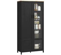 HOMCOM Armoire Cuisine Buffet de Vuisine Vaisselier Vitré 76x36x160cm Noir