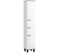 HOMCOM Armoire de Bain Haute, étagères réglables, tiroir | Unité de rangement de salle de bain, portes doubles, pièce humide.