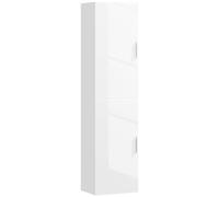 HOMCOM Armoire de Bain Murale avec 2 Portes 40x30x160 cm Blanc Brillant | Tour de salle de bain étroite avec étagères réglables, parfaite pour les petits espaces