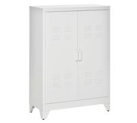HOMCOM Armoire de bureau à 3 niveaux meuble de rangement bureau métallique 2 portes étagères réglables 75 x 33 x 110 cm blanc
