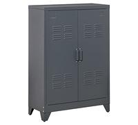 HOMCOM Armoire de bureau à 3 niveaux, meuble de rangement bureau métallique avec 2 portes et étagères réglables, armoire à dossiers pour domicile, garage, gris