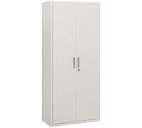 HOMCOM Armoire de bureau à 5 niveaux, armoire en acier avec 2 portes et 4 étagères réglables, verrouillable, blanc