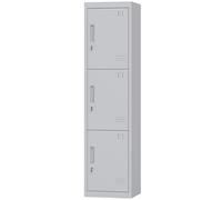HOMCOM Armoire de bureau en acier à 3 portes indépendantes avec serrure et 2 clés, 45x38x180 cm, Gris Chiaro